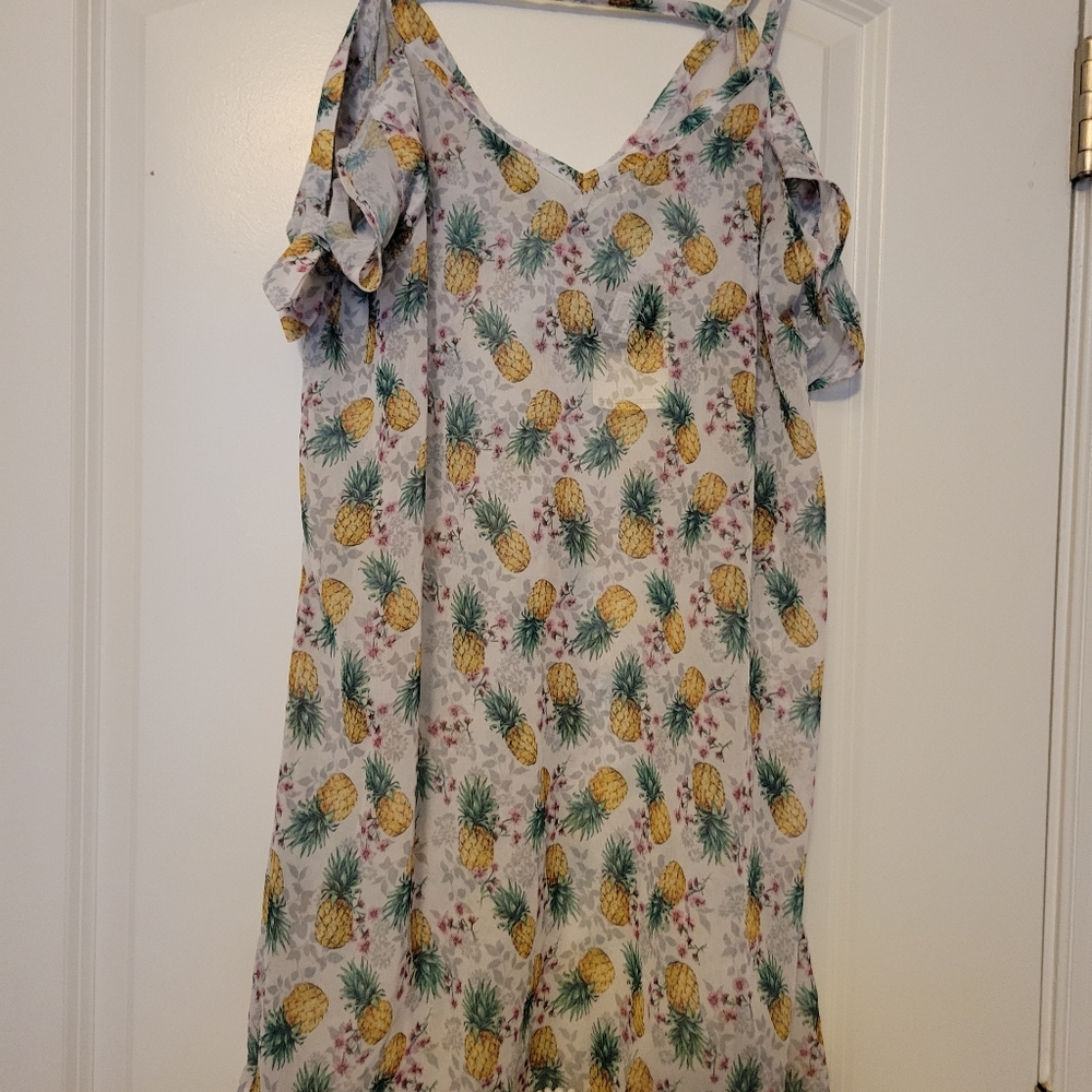 Sheer pineapple cover-up